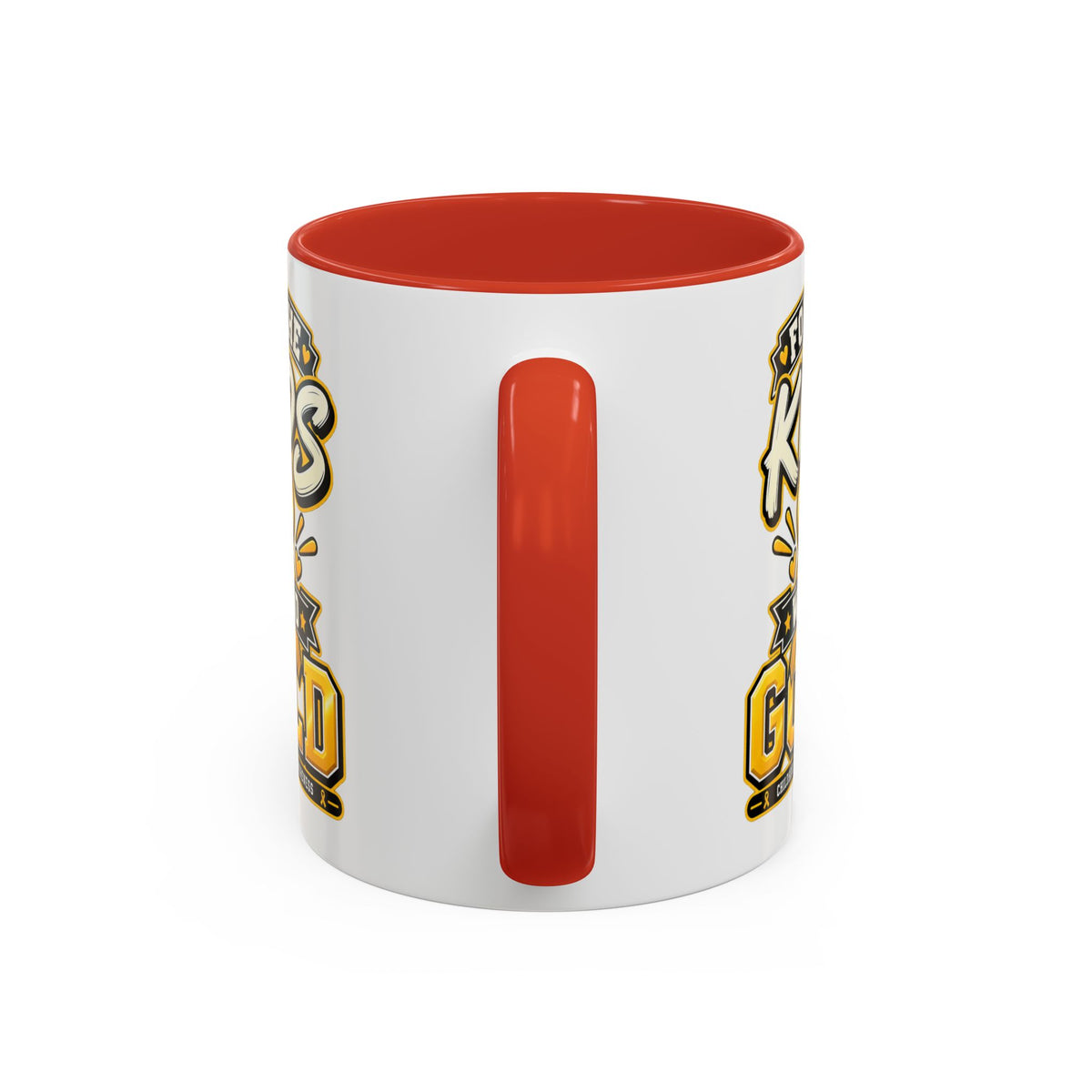 For The Kids We Go Gold Accent Coffee Mug — Childhood Cancer Awareness 11/15oz