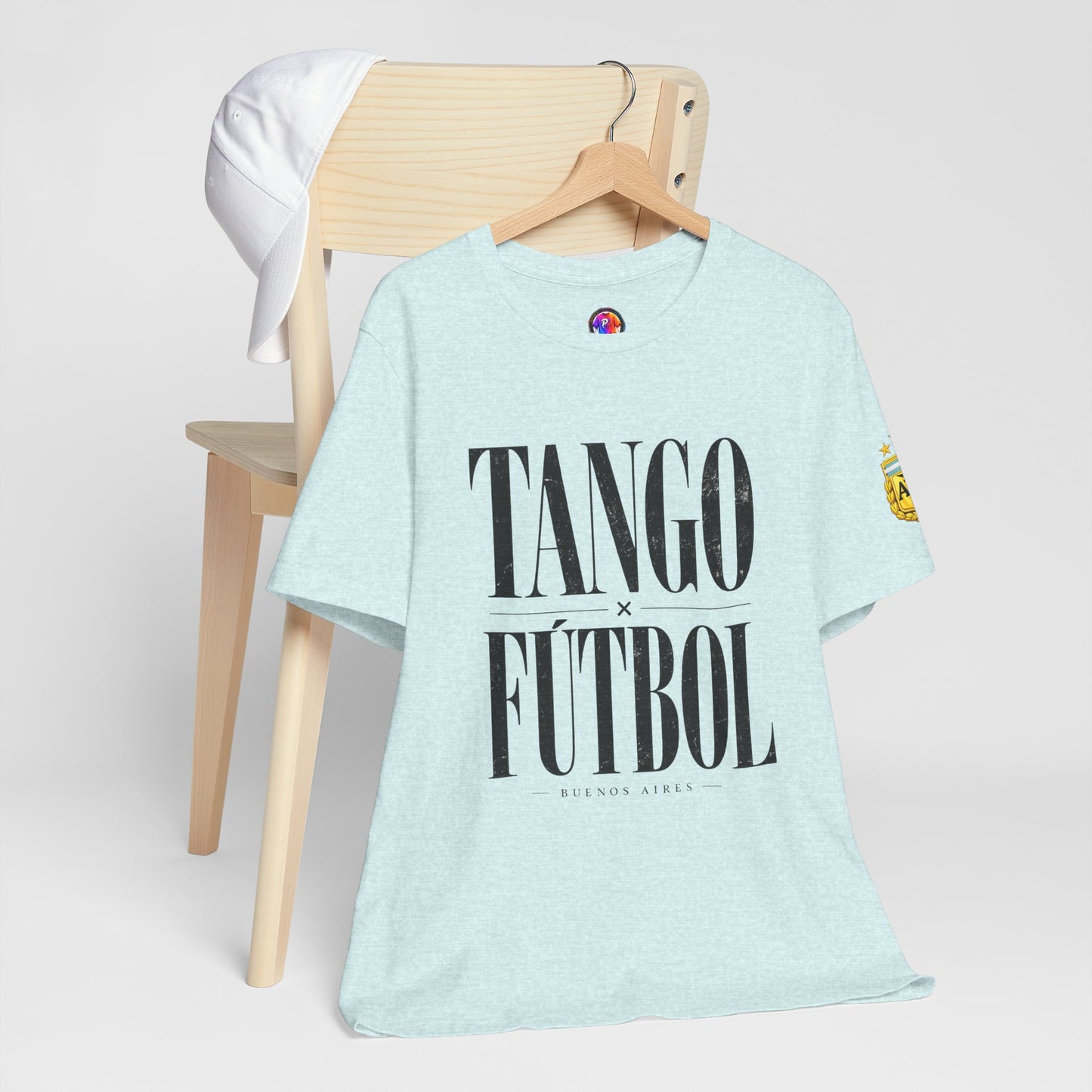 Argentina - Tango y Fútbol Graphic Tee - Bold Serif Soccer & Dance Shirt