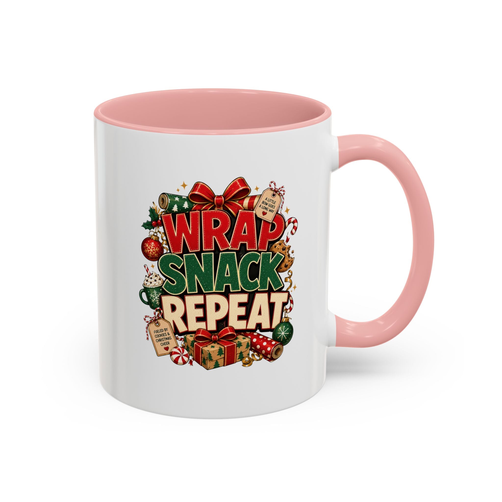 Wrap Snack Repeat Christmas Coffee Mug — Holiday Baking & Gift-Wrapping Mug