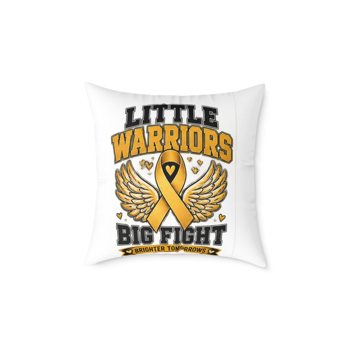 Child Cancer Awareness Pillow – "Little Warriors Big Fight" Square Throw Pillow