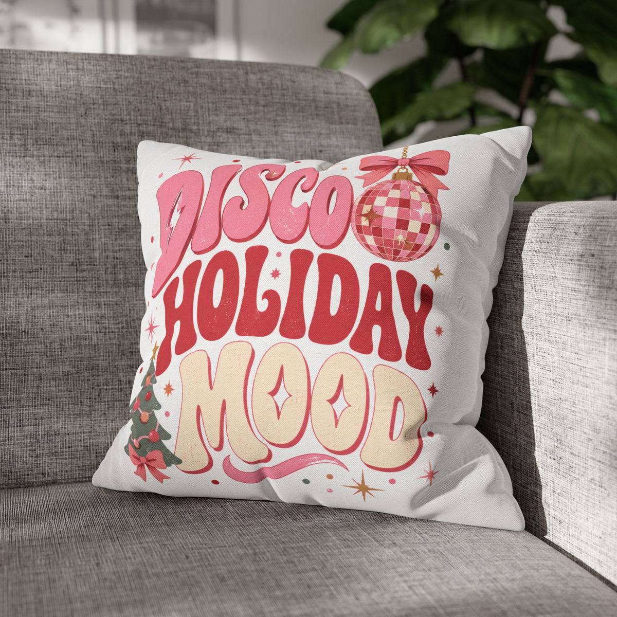 Holiday Pillowcase — 'Disco Holiday Mood' Retro Christmas Decor Modern Day Christmas