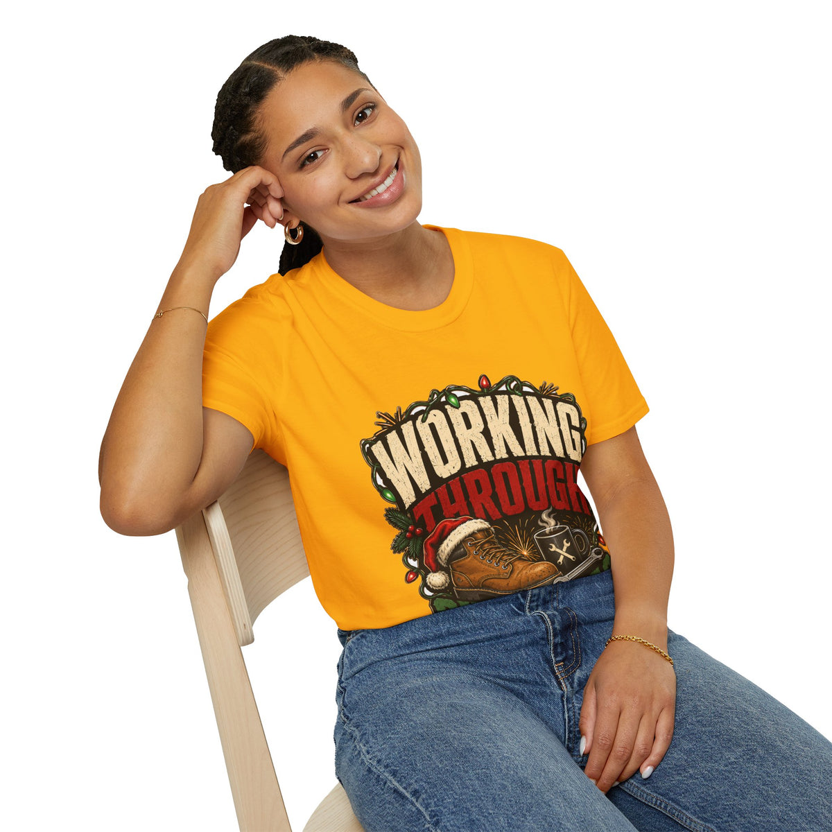 Working Through Christmas T-Shirt — Funny Holiday Nurse/Worker Gift