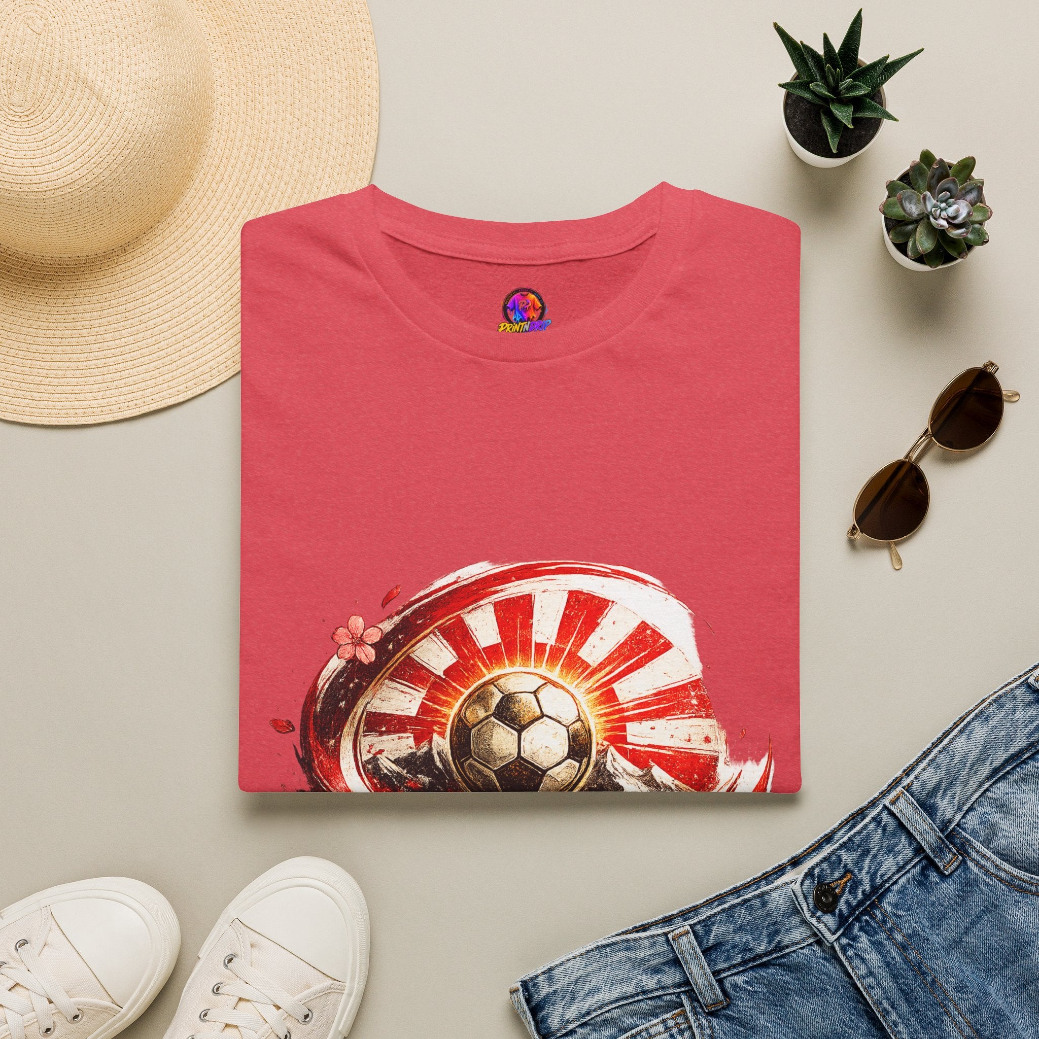 Japan Soccer T‑Shirt — Rising Sun Football Graphic