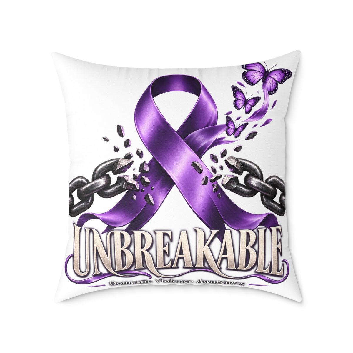 Domestic Violence Unbreakable Purple Ribbon Throw Pillow