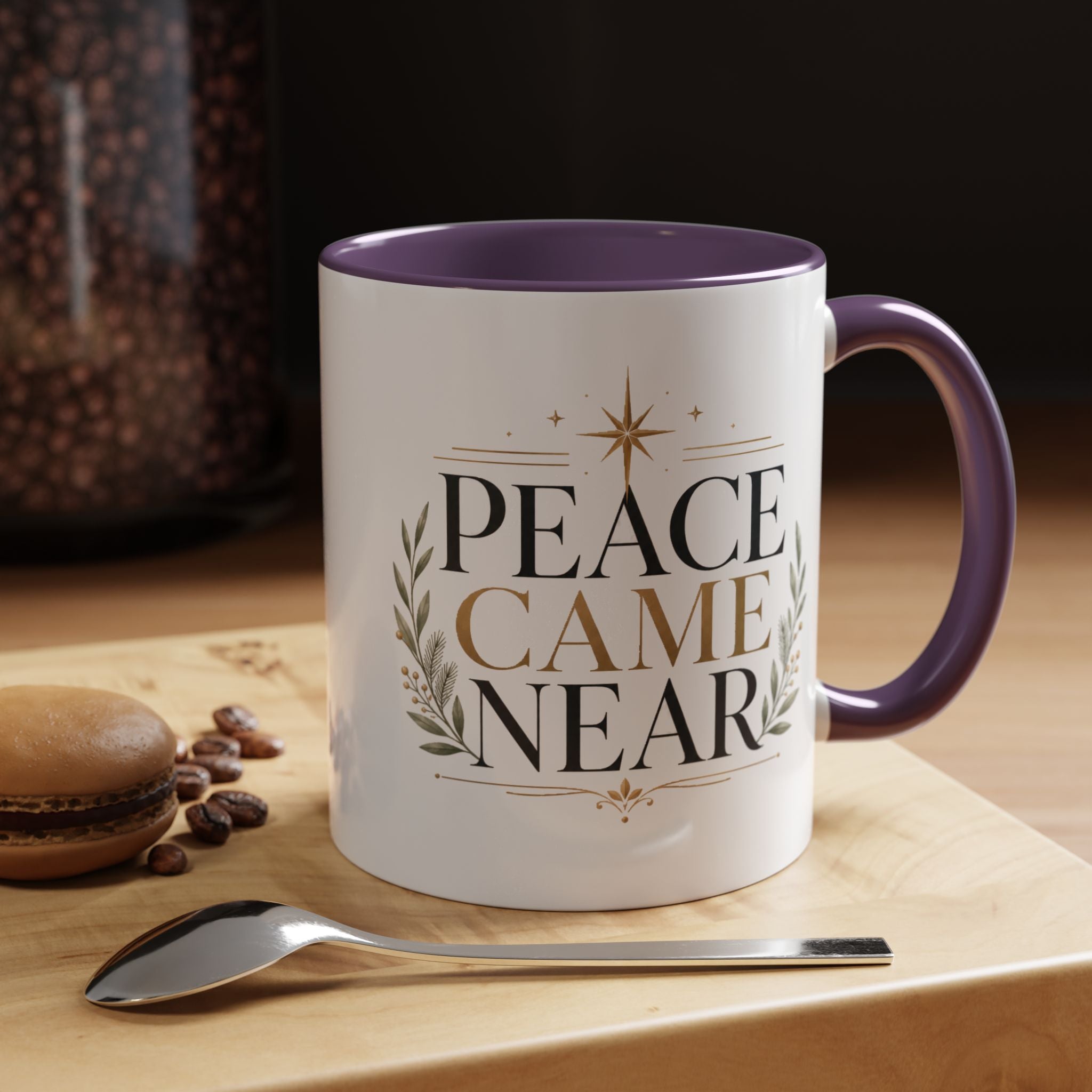 Christmas Peace Came Near Accent Coffee Mug — Holiday Christian Christmas Tea Cup