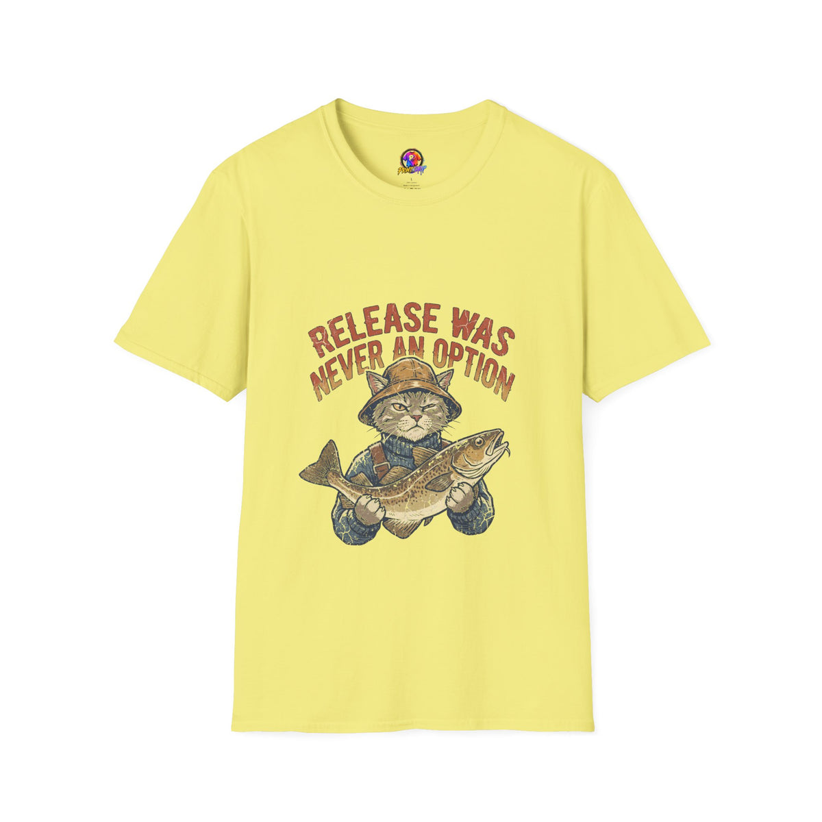 Funny And Witty Fishing Cat T-Shirt – "Release Was Never An Option" Vintage Angler Tee