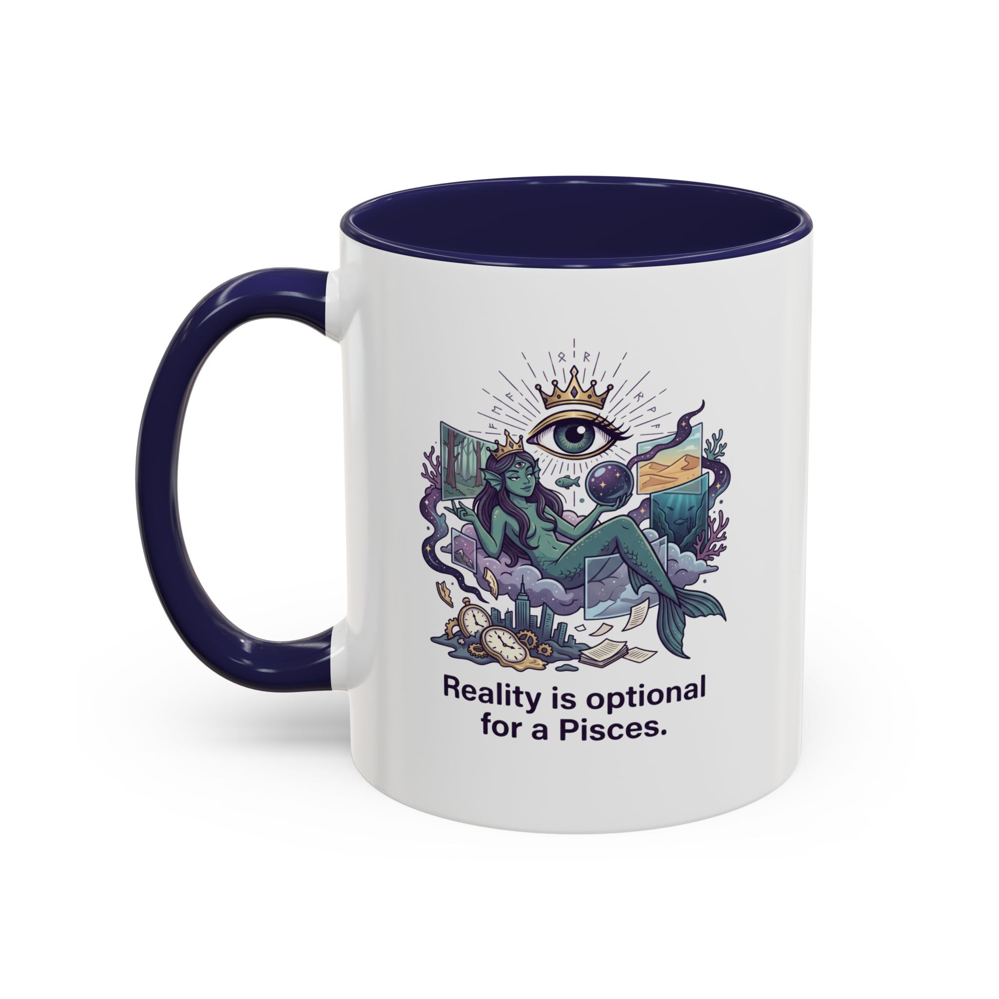 Pisces Zodiac Coffee Mug — "Reality is Optional for a Pisces" Accent Mug