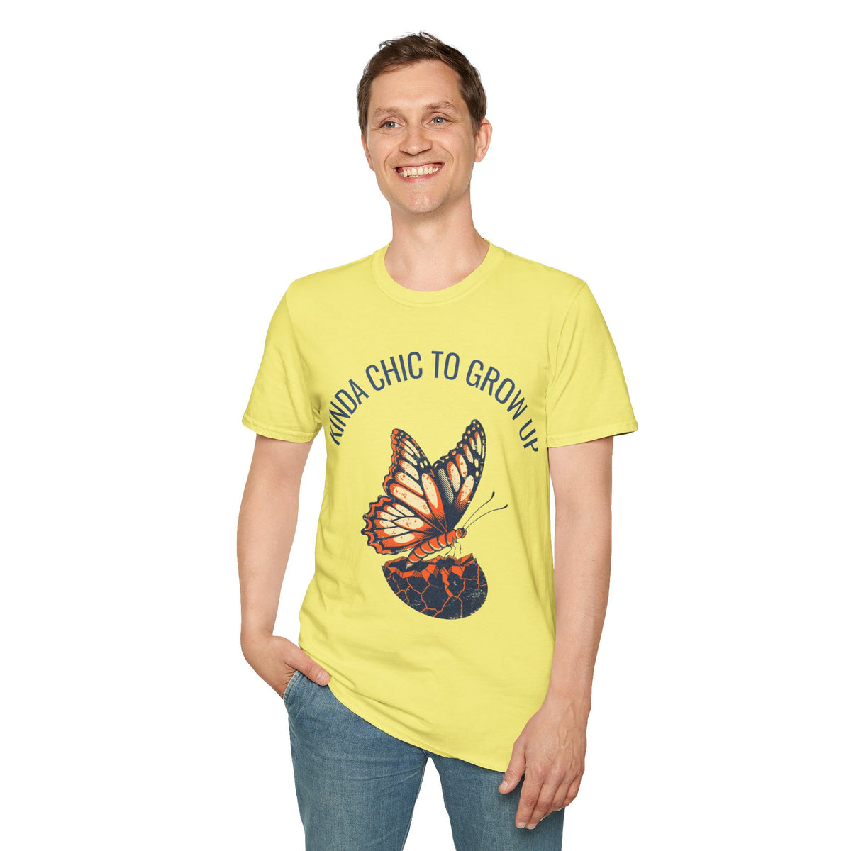 "Kinda Chic To Grow Up" Monarch Butterfly Graphic Tee - Aesthetic Inspirational White T-Shirt - Trending Now - September 2026
