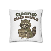 Funny Certified Snack Gremlin Raccoon Throw Pillowcase