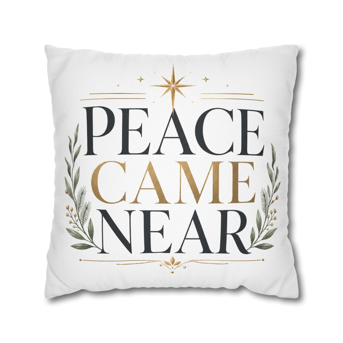 Christmas Peace Came Near Square Pillow — Christmas Holiday Decorative Throw Pillowcase