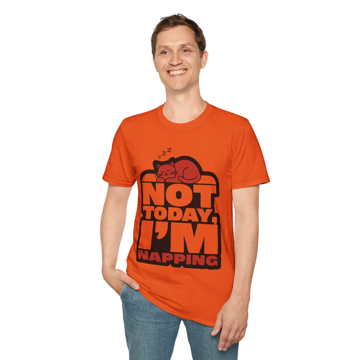 Not Today I'm Napping Orange Cat Tee - Funny Lazy Kitten Bubble Graphic T-Shirt - Trending Now - September 2026