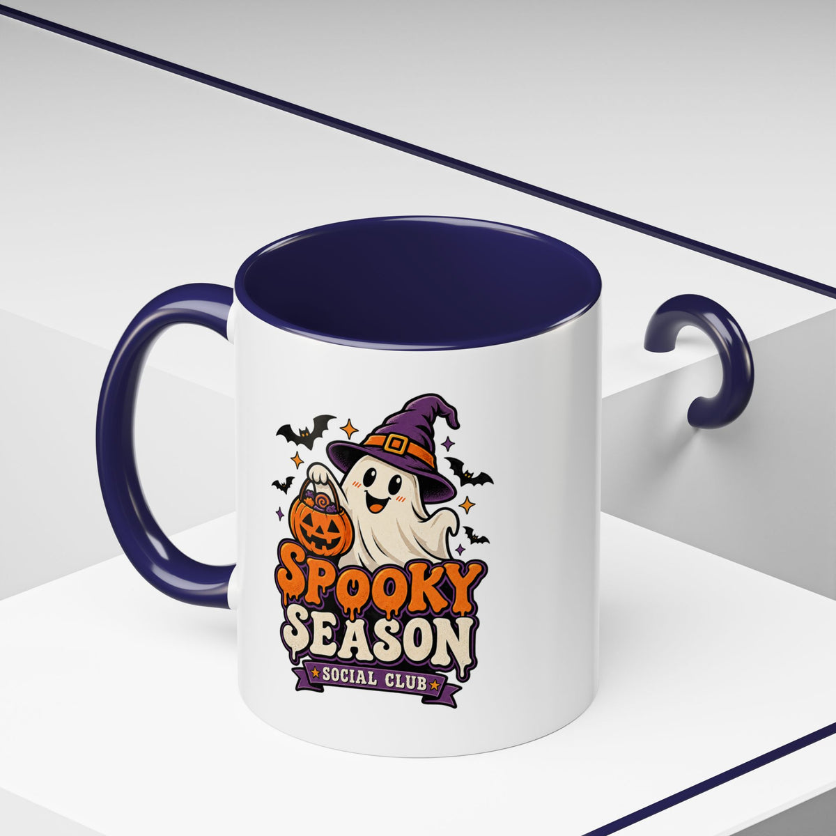 Spooky Season Coffee Mug — Cute Ghost Halloween Accent Mug (11/15oz)