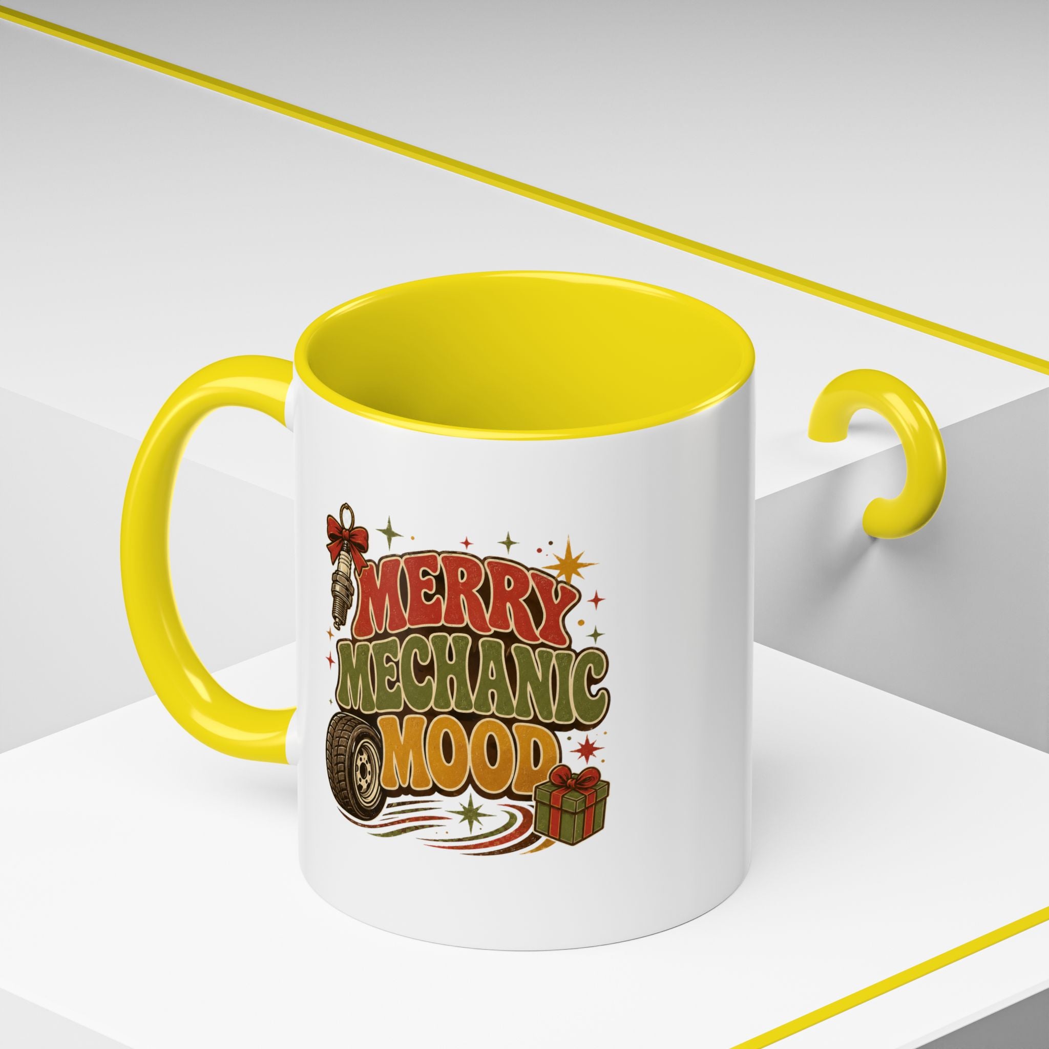 Modern Day Christmas Merry Mechanic Mood Coffee Mug — Holiday Auto Mechanic Gift