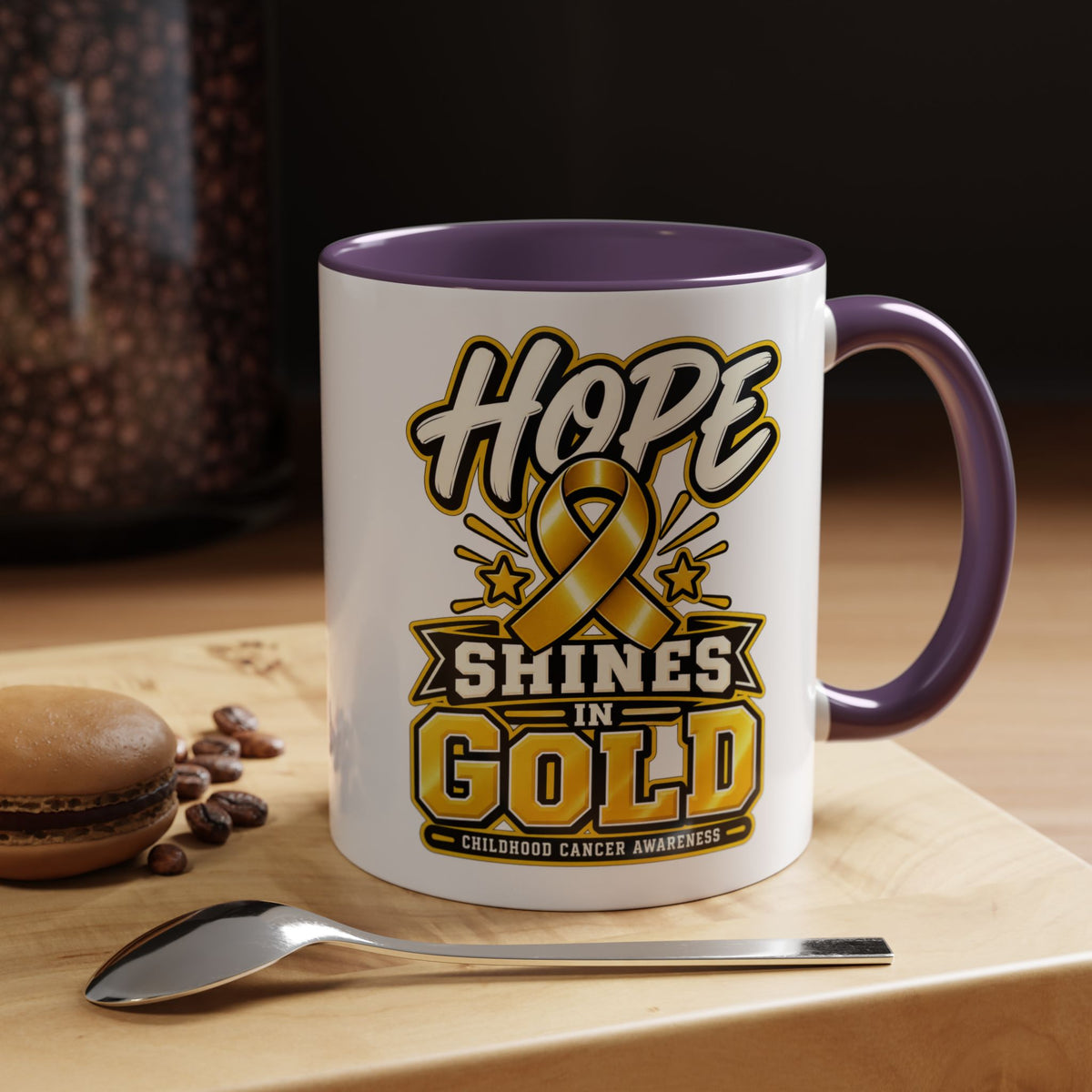 Hope Shines in Gold Coffee Mug — Childhood Cancer Awareness Accent Mug