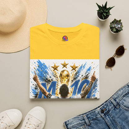 Argentna  Soccer M10 Champion T-Shirt — Gold Trophy & Stars Football Fan Tee