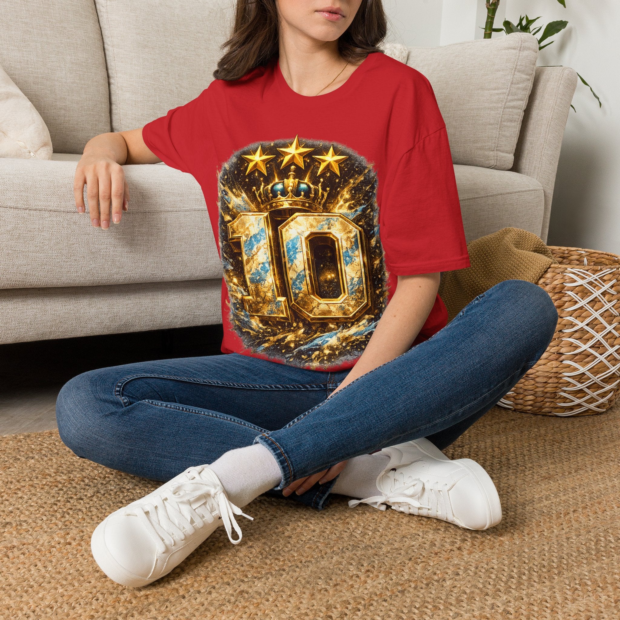 Argentina, MESSI #10 T-Shirt — Gold Crown '10' Victory Graphic Tee