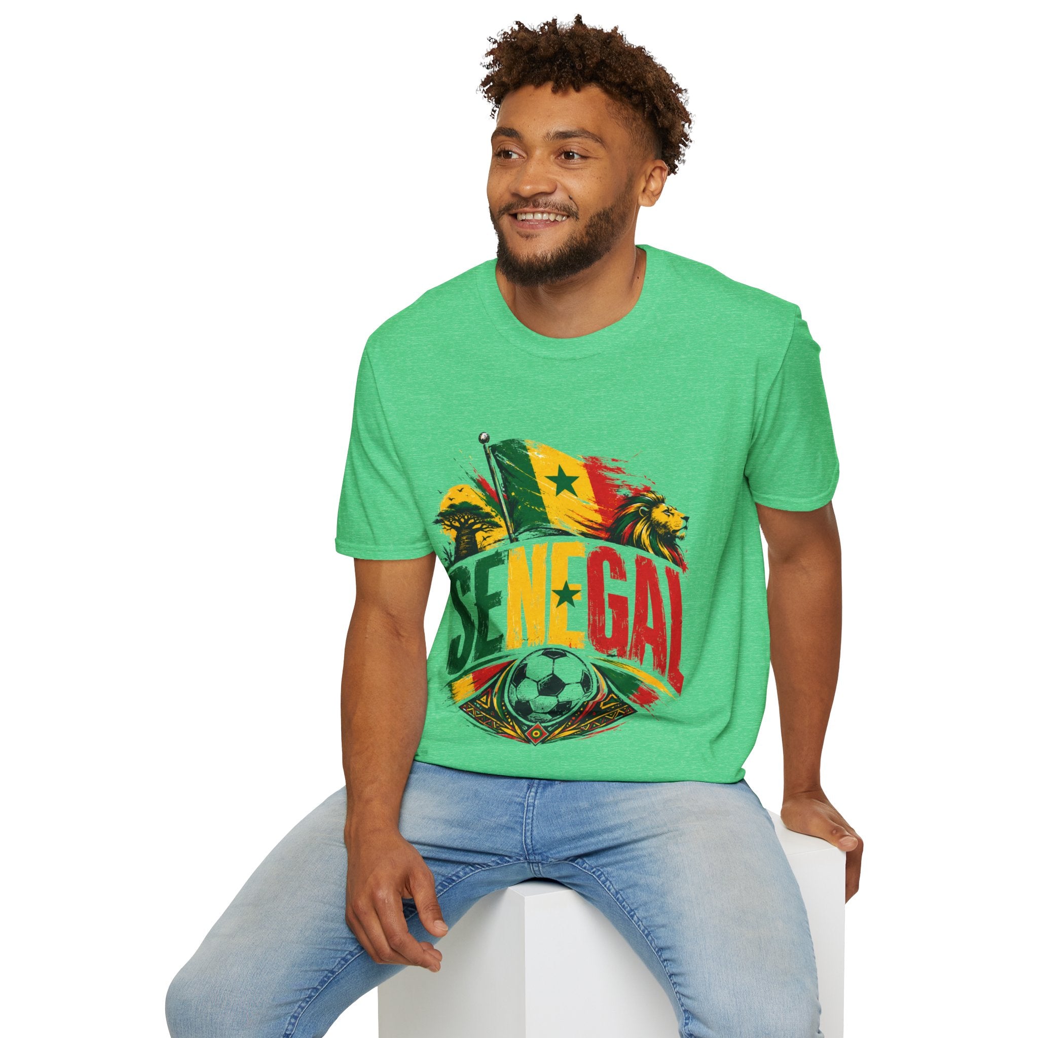 Senegal Flag Soccer T-Shirt — Lion & Football Pride Tee