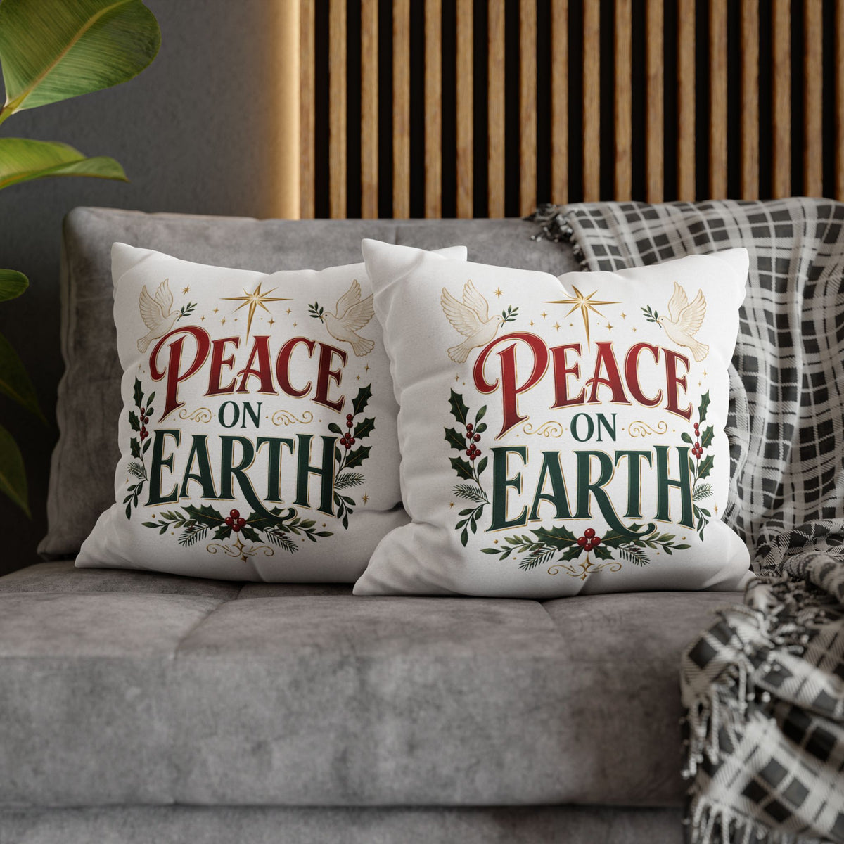 Christmas Peace on Earth Holiday Pillowcase — Christmas Decorative Throw Pillow Cover