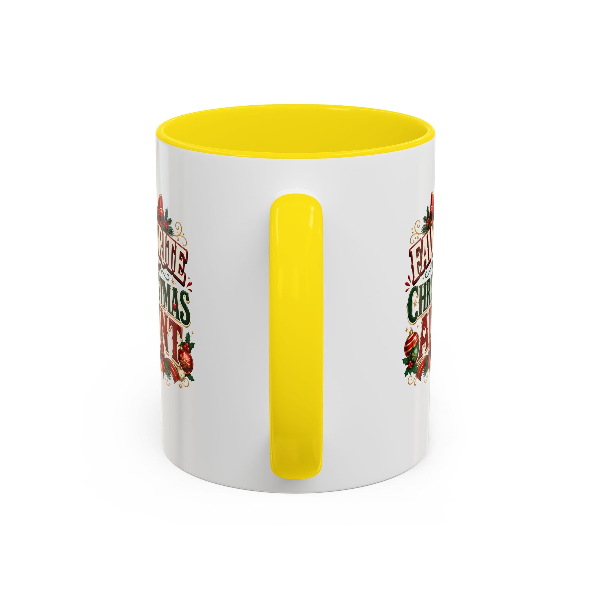 Christmas Aunt Coffee Mug — "Favorite Christmas Aunt" Accent Holiday Mug