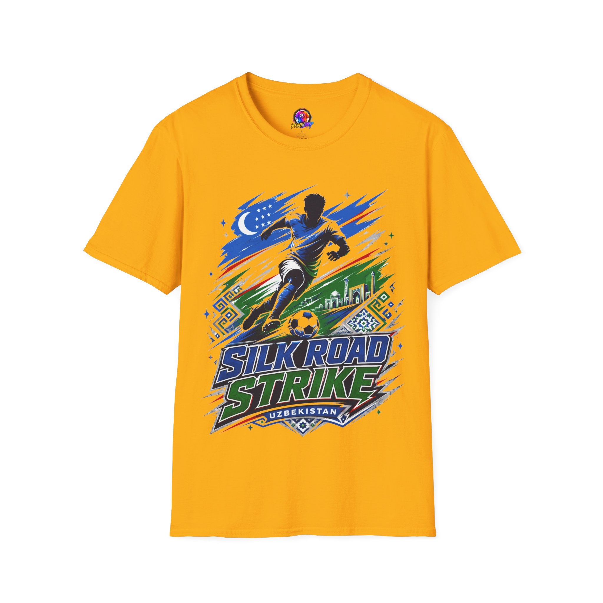 Silk Road Strike Soccer T-Shirt — Uzbekistan Football Graphic Tee