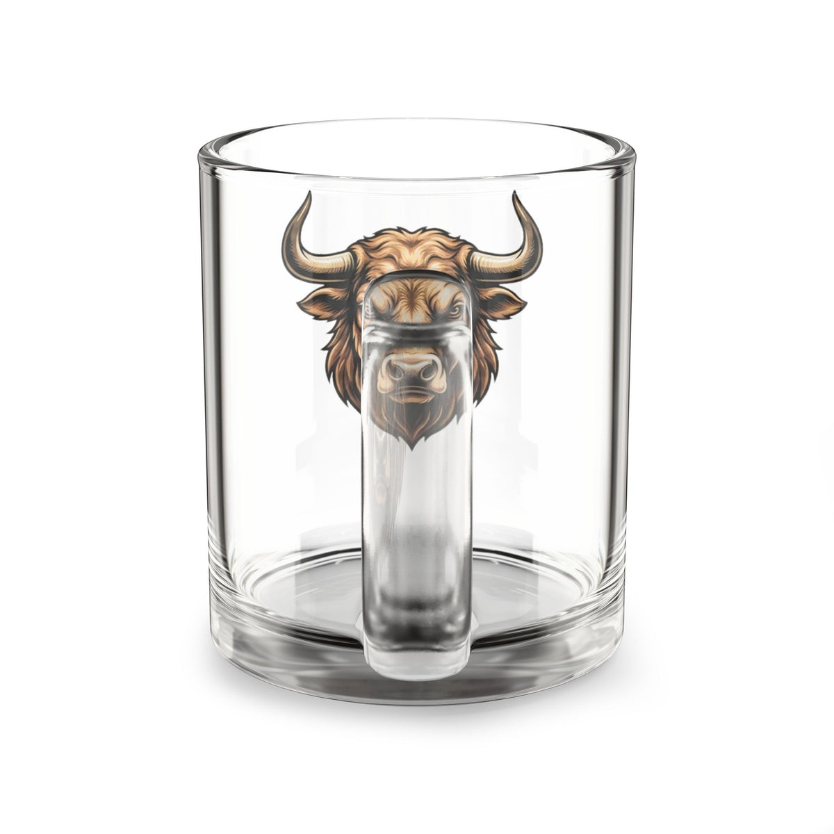 Taurus Zodiac Glass Mug Bull Head Glass Mug — 10oz Rustic Bison Coffee Cup, Gift for Ranchers & Animal Lovers