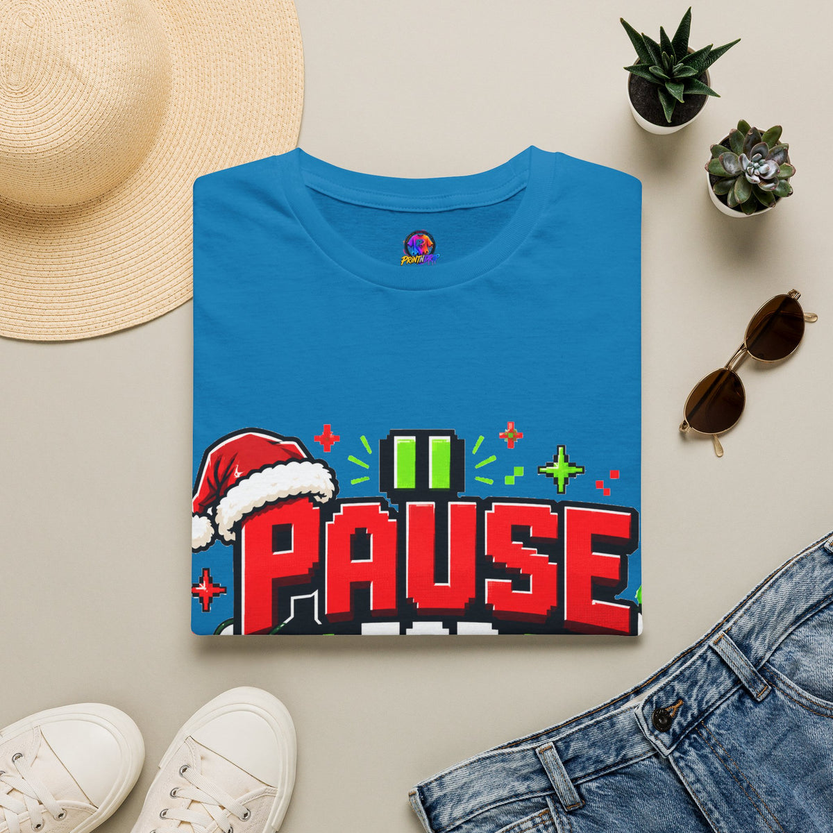 T-Shirt — "Pause for Presents" Christmas Gamer Tee