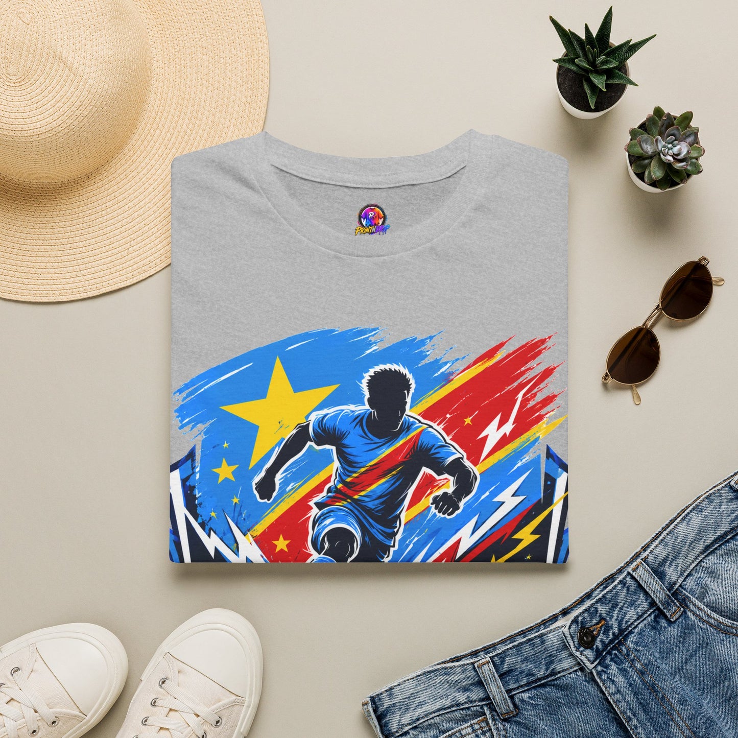 Congo Soccer T-Shirt — Congo Blue Rise Football Fan Tee