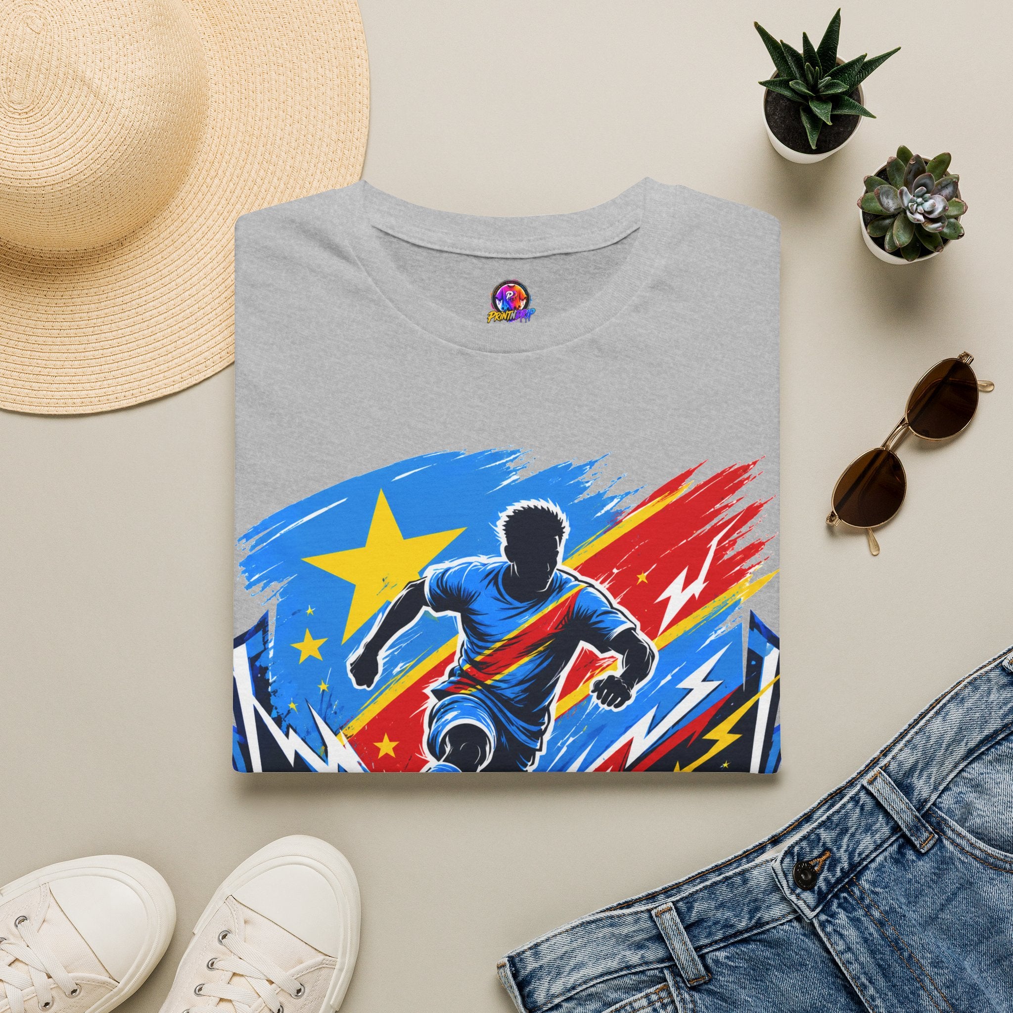 Congo Soccer T-Shirt — Congo Blue Rise Football Fan Tee