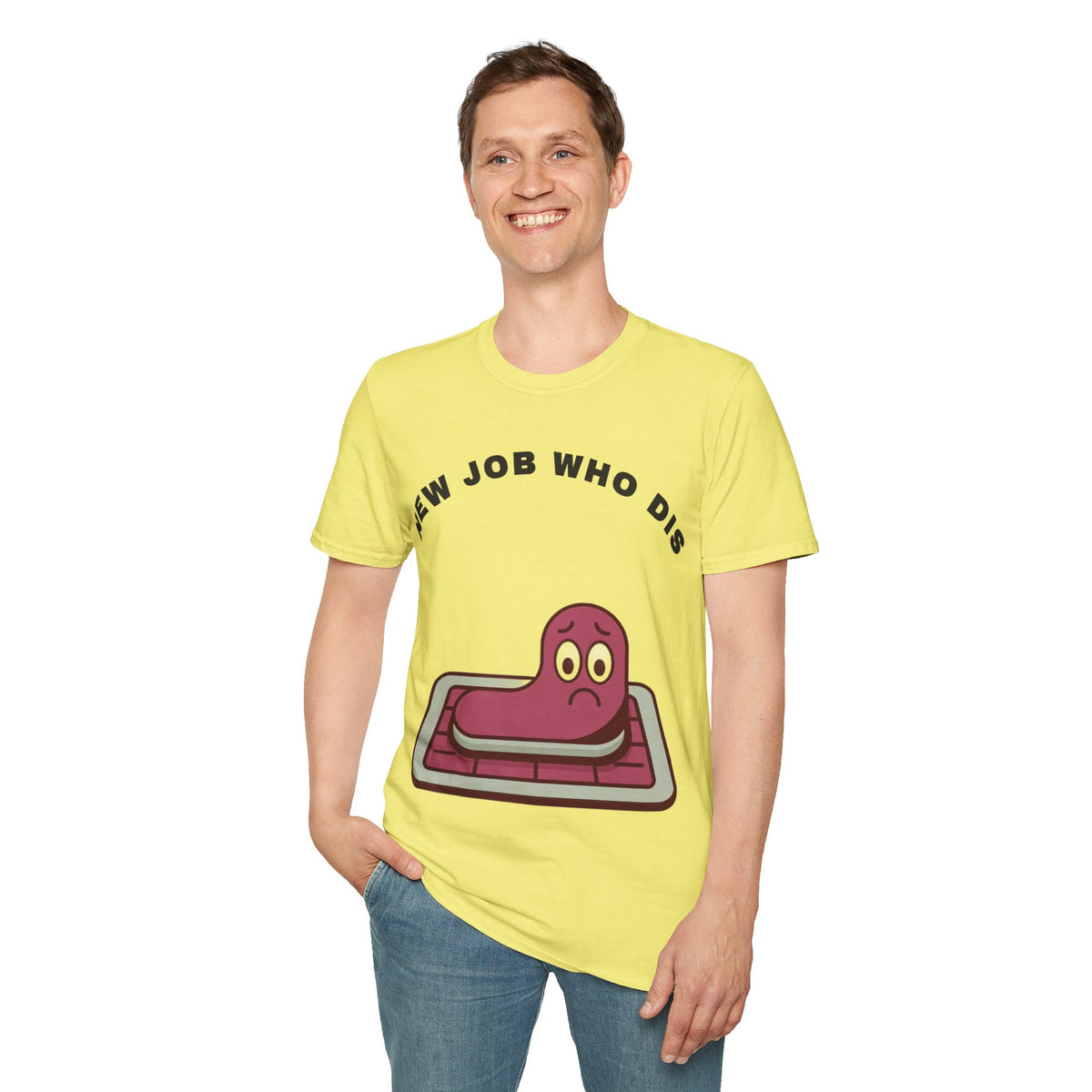 T-Shirt — "New Job Who Dis" Funny Office Cake Graphic Tee - Trending Now - September 2026