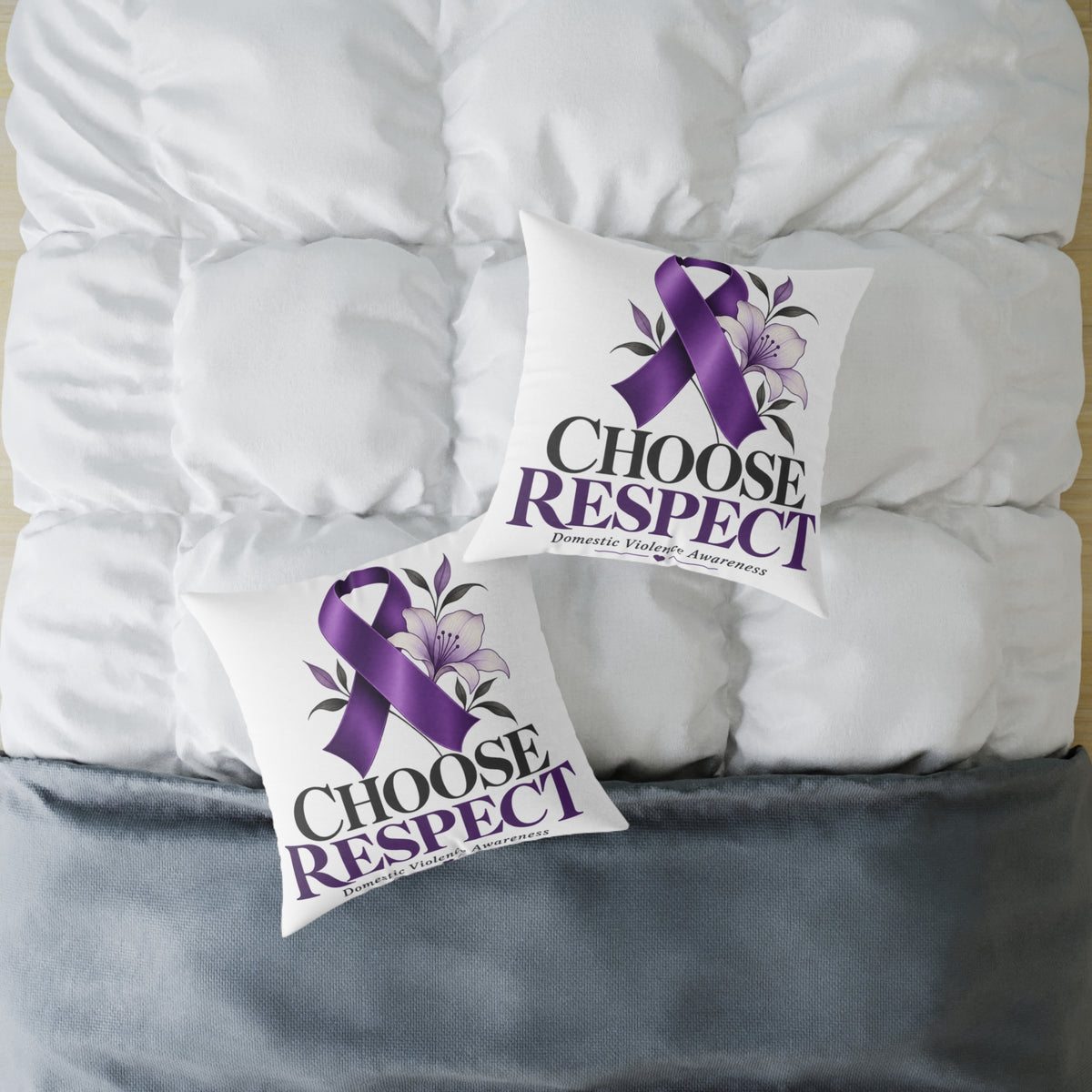 Choose Respect Purple Ribbon Throw Pillow - Domestic Violence Awareness Decor