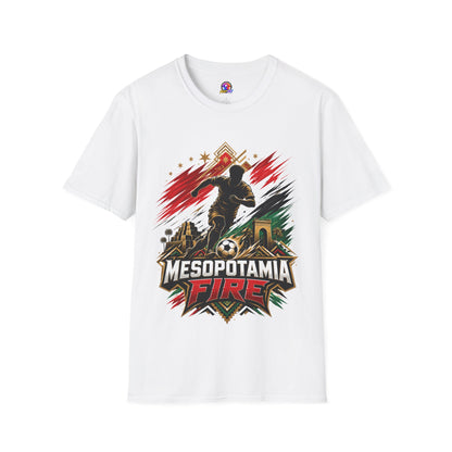 Iraq Mesopotamia Fire Soccer T-Shirt — Vintage Football Player Graphic Tee