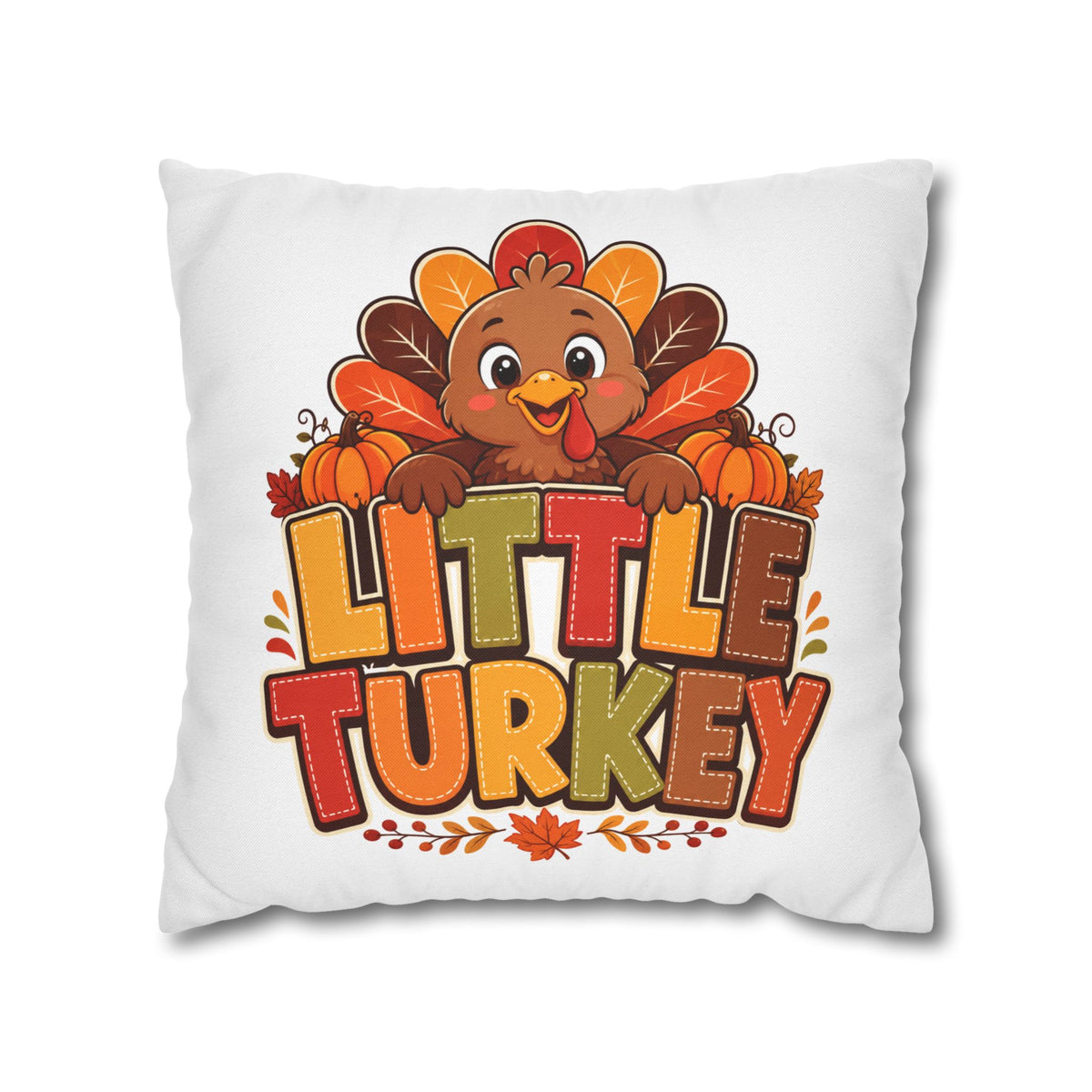 Thanksgiving Little Turkey Throw Pillowcase — Cute Thanksgiving Kids Pillow