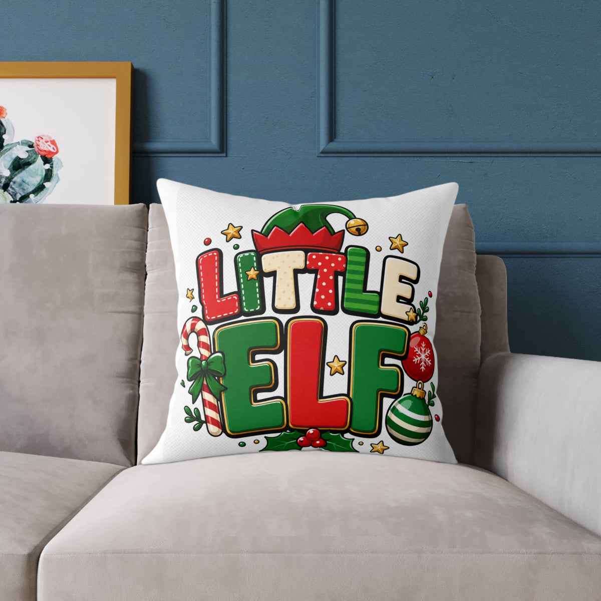 Little Elf Christmas Pillow — Festive Holiday Decorative Throw Pillow