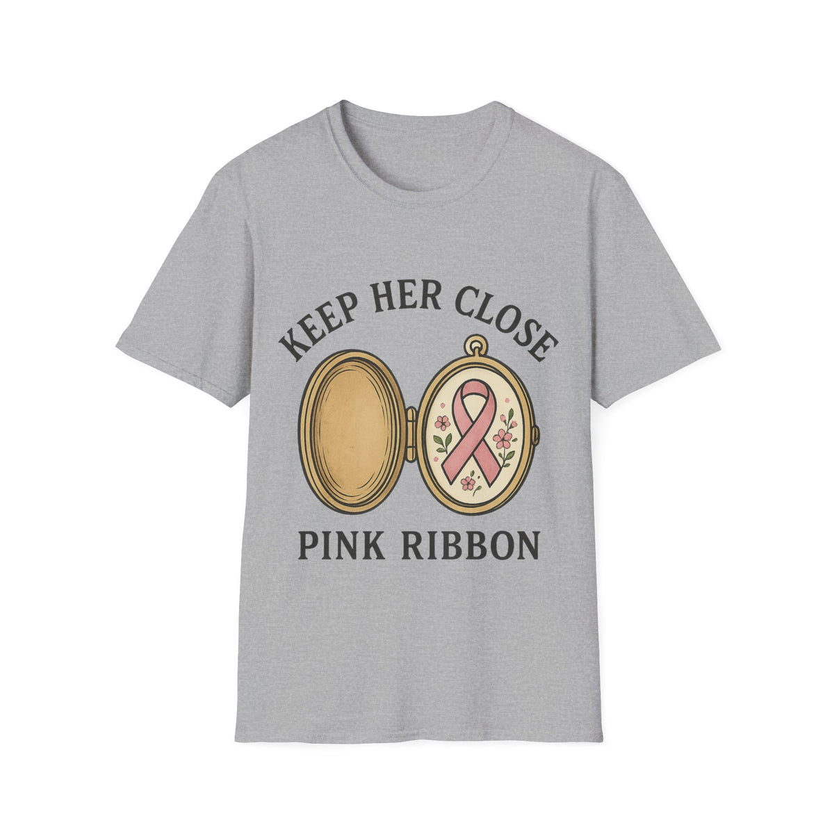 Keep Her Close Pink Ribbon Vintage Locket Graphic Tee - Trending Now - September 2026