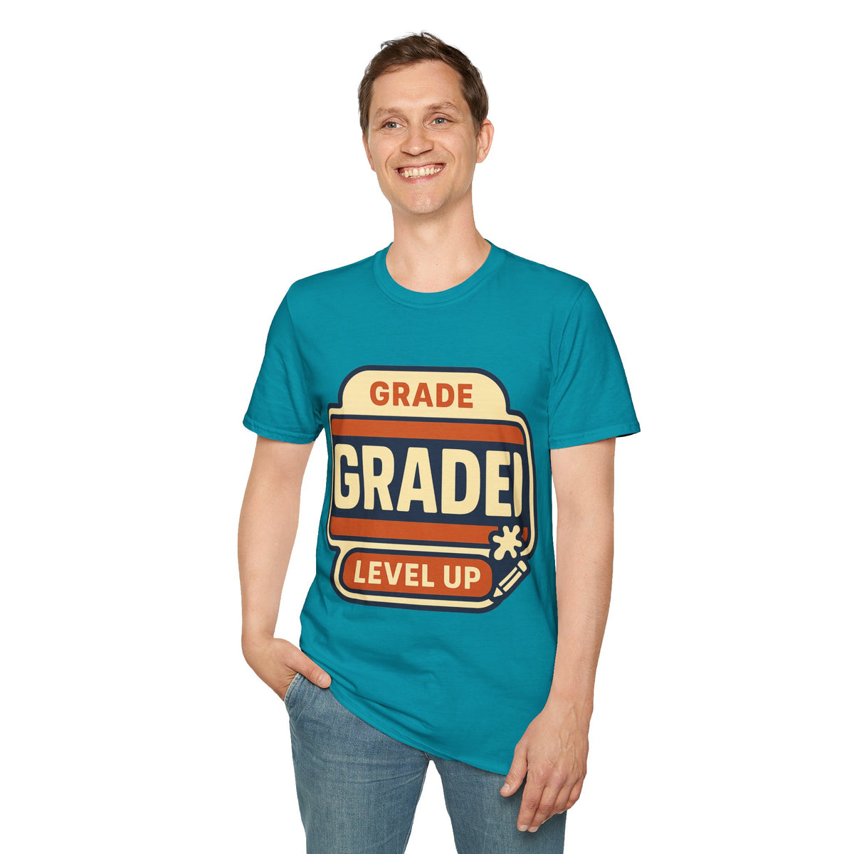 Grade Up Retro Badge T‑Shirt — "GRADE! LEVEL UP" Gamer Teacher Gift - Trending Now - August 2026