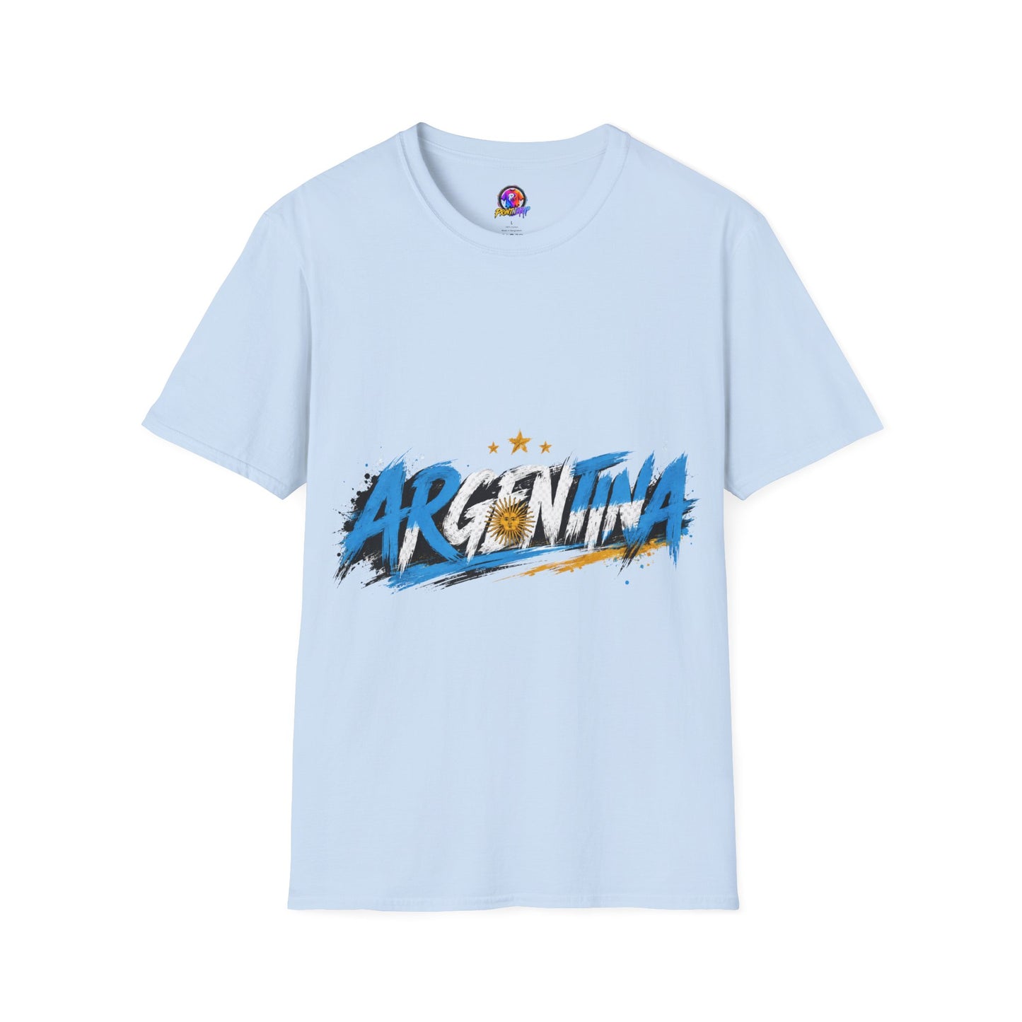 Argentina Graffiti T-Shirt — Soccer Fan Tee with Three Stars & Sun Emblem