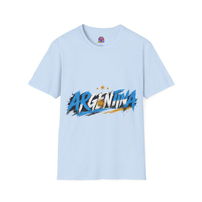 Argentina Graffiti T-Shirt — Soccer Fan Tee with Three Stars & Sun Emblem