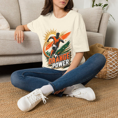 Côte d'Ivoire Orange Power Soccer T-Shirt — Dynamic Player Graphic Tee