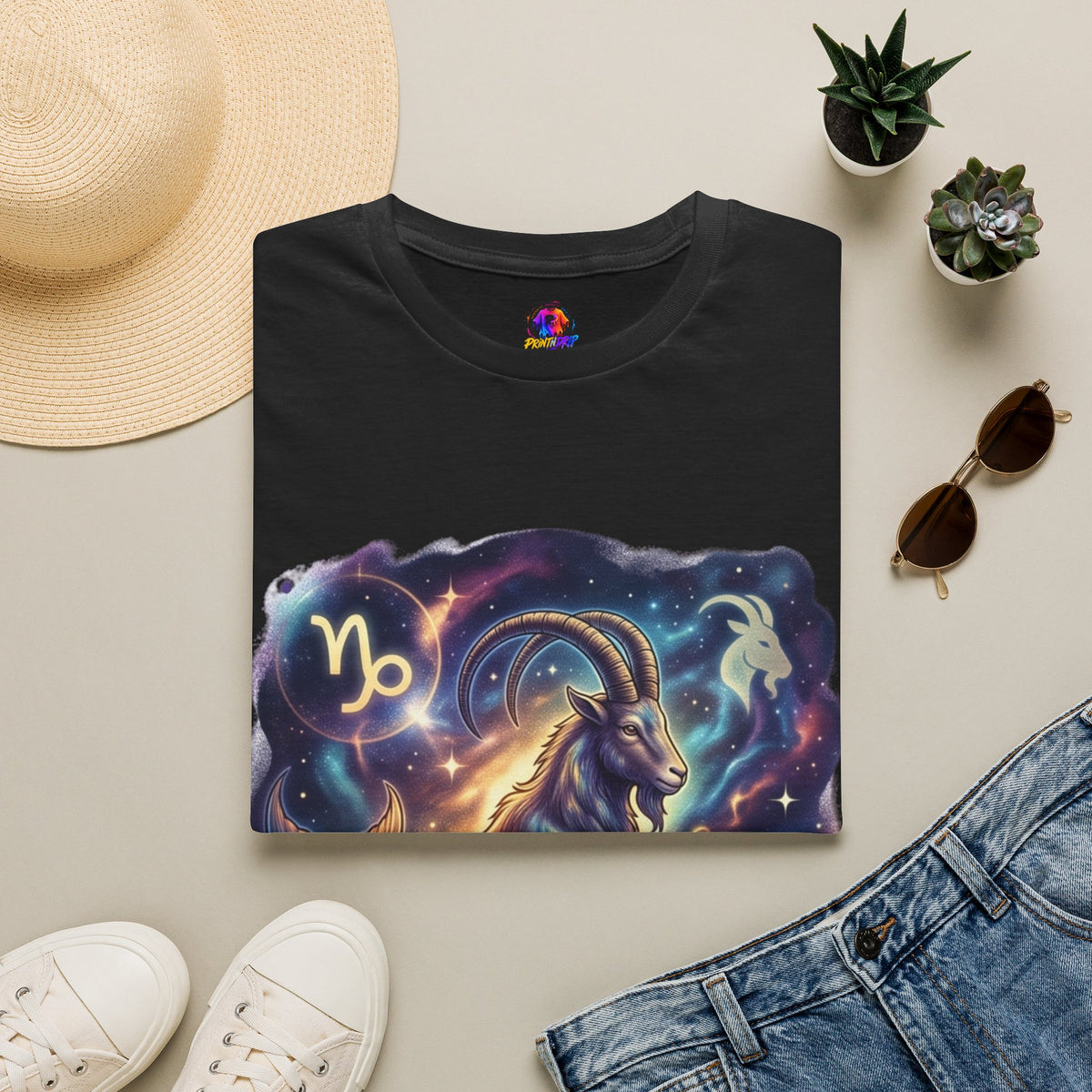 Capricorn Zodiac T-Shirt — Celestial Goat Astrology Tee