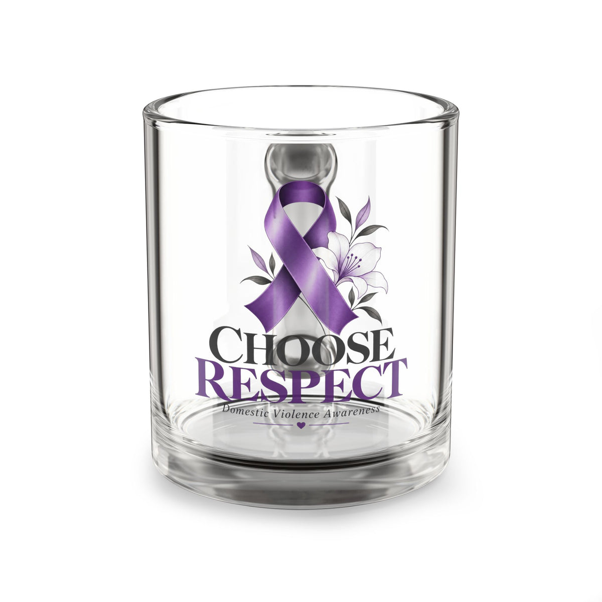 Choose Respect Purple Ribbon Domestic Violence Awareness Glass Mug