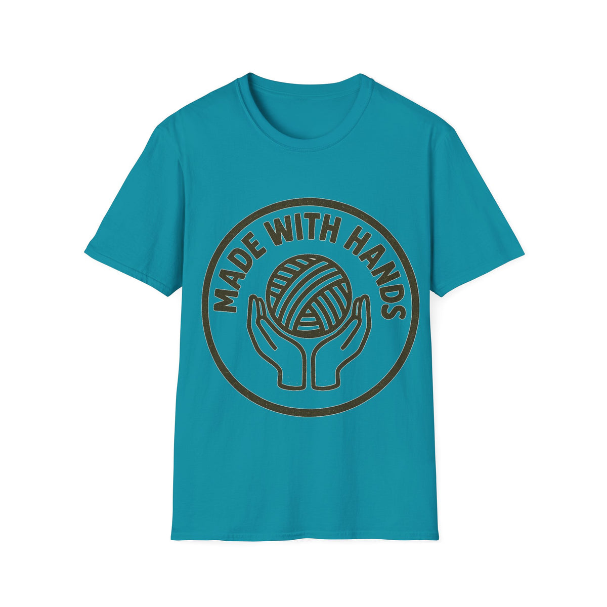 "Made With Hands" Vintage Ball of Yarn Logo Tee - Crafting Crochet Retro White T-Shirt - Trending Now - September 2026