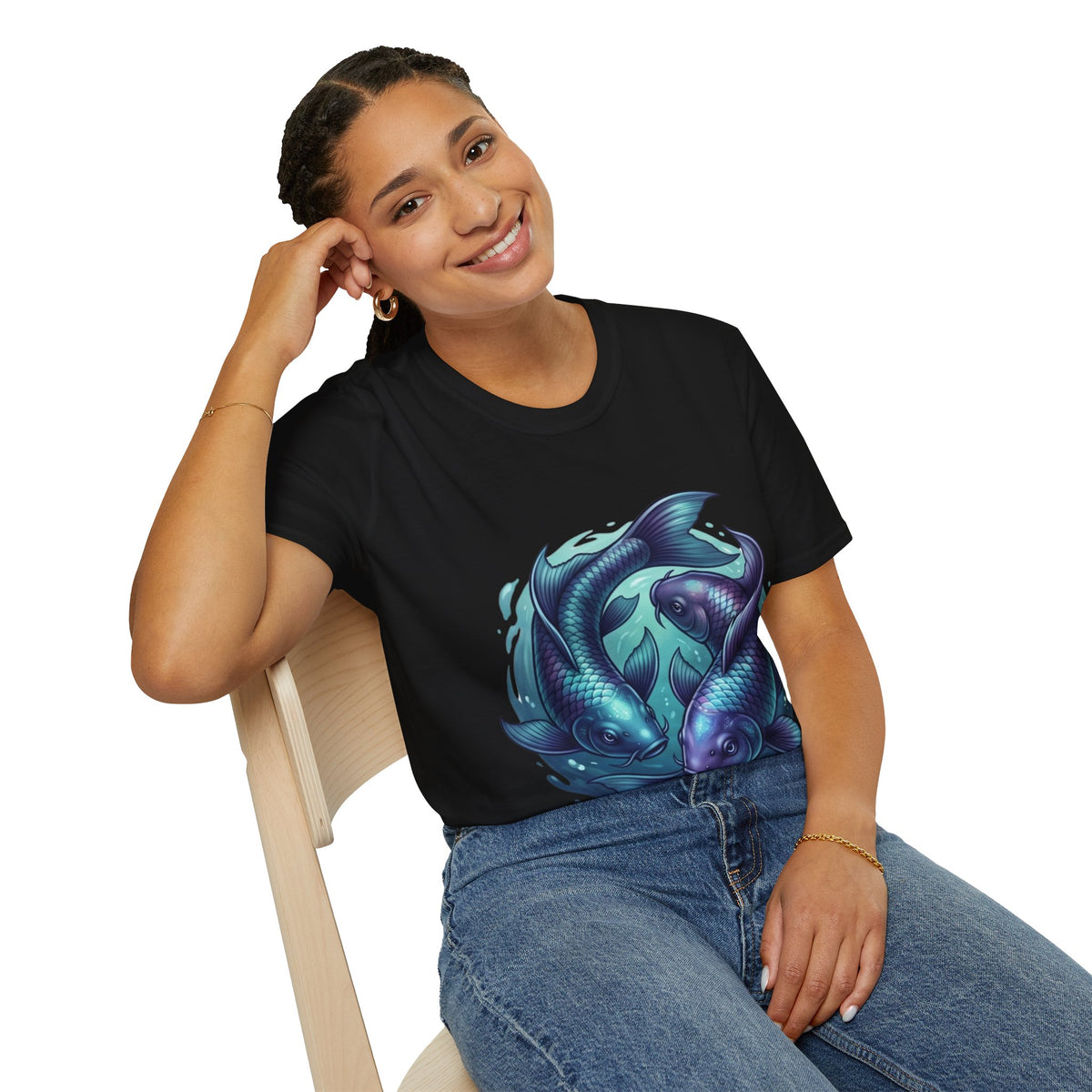 Koi Fish Circle T-Shirt — Artistic Yin Yang Aquatic Tee