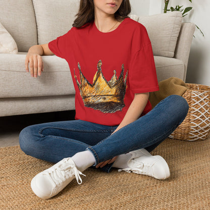 Crowned Sketch T‑Shirt — Hand‑Drawn Gold Crown Graphic Tee