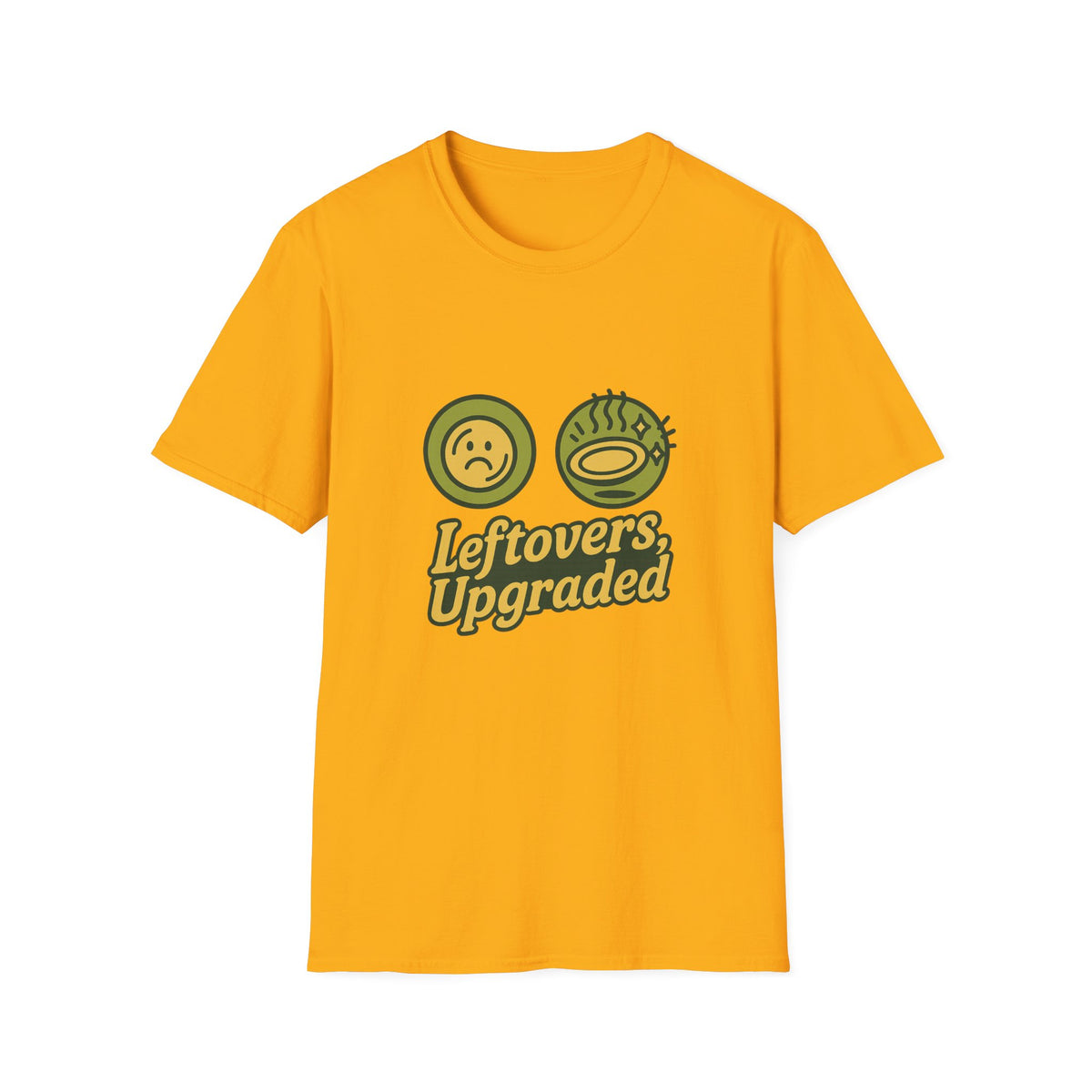 Leftovers Upgraded T-Shirt — Funny Foodie Tee with Soup & Smiley Icons - Trending Now - September 2026