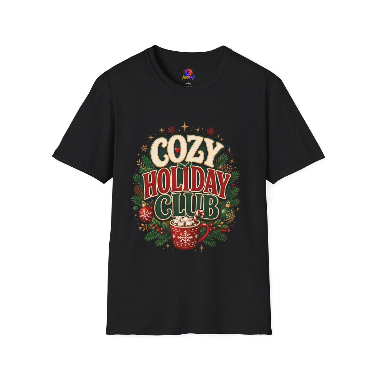 Cozy Holiday Club T-Shirt — Festive Christmas Cozy Cocoa Graphic Tee
