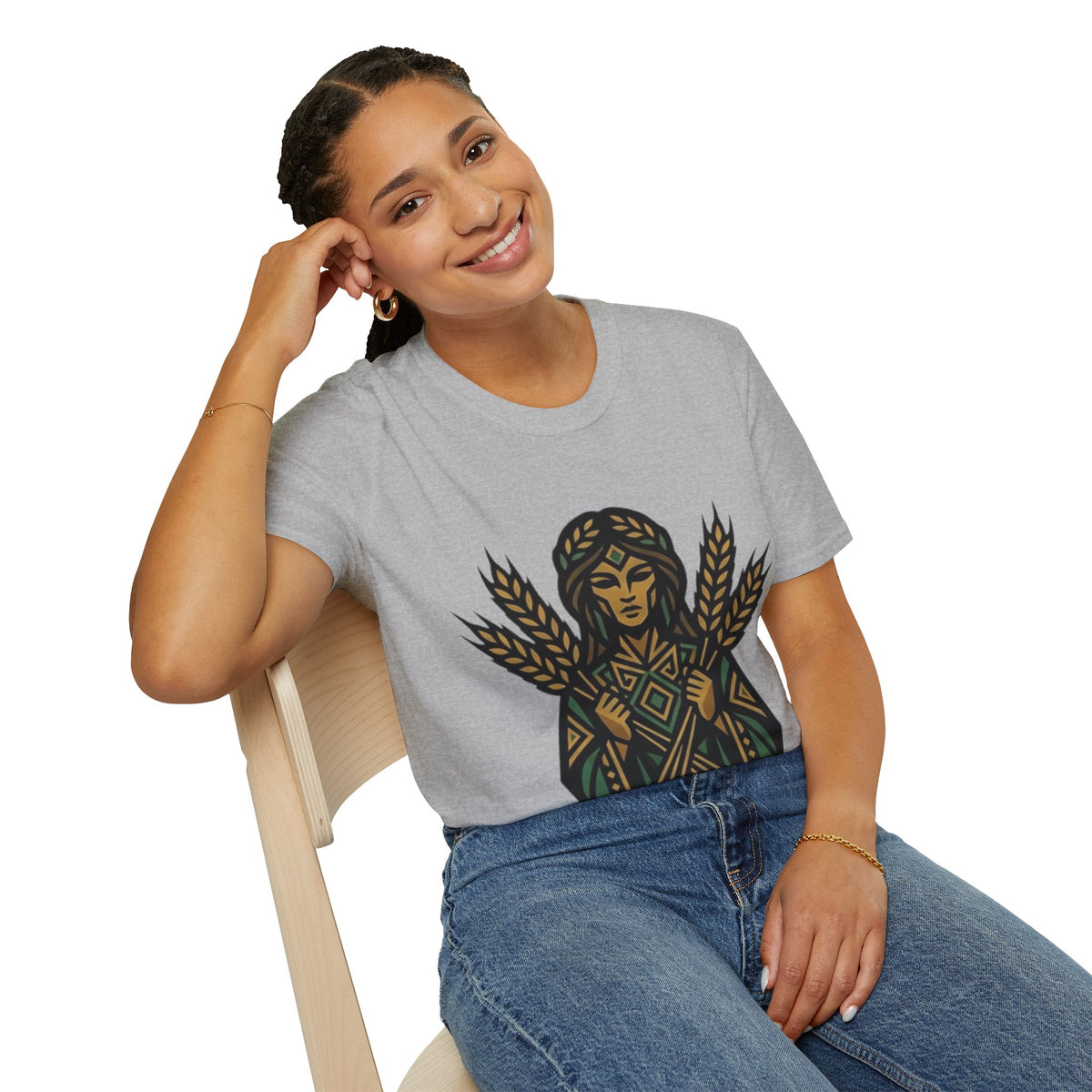Harvest Goddess T-Shirt — Wheat Spirit Floral Pagan Shirt