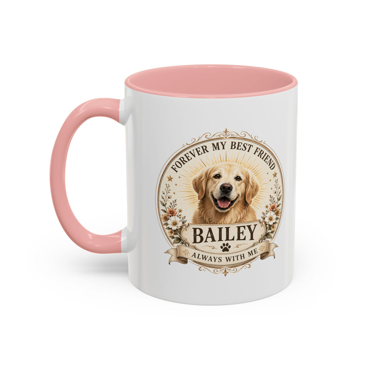 Milo Bailey Dog Dad Mom Golden Retriever Memorial Coffee Mug – "Forever My Best Friend" Personalized Name Accent Mug