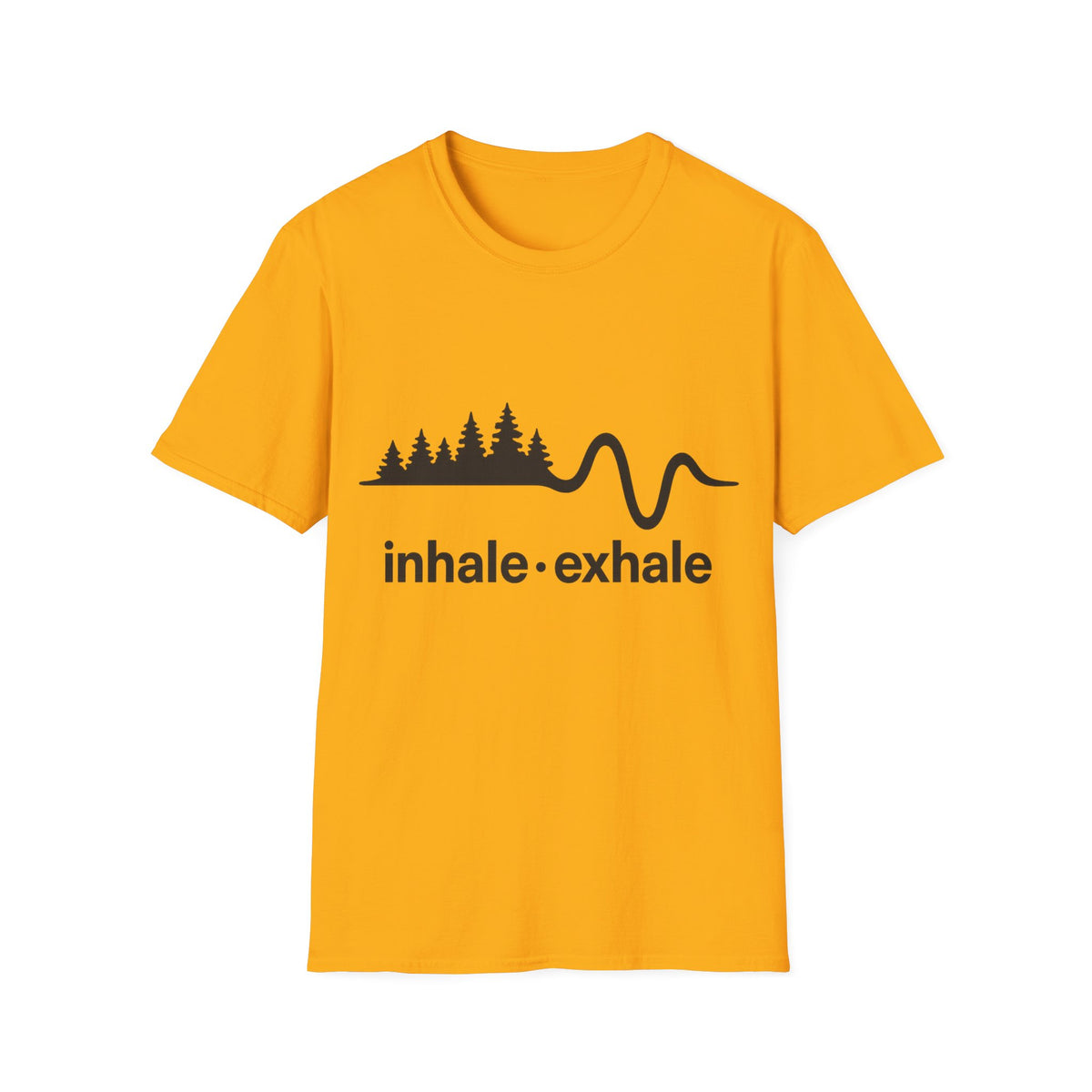 "Inhale Exhale" Mountain Pulse Graphic Tee - Minimalist Breathe Yoga Mindfulness White T-Shirt - Trending Now - September 2026