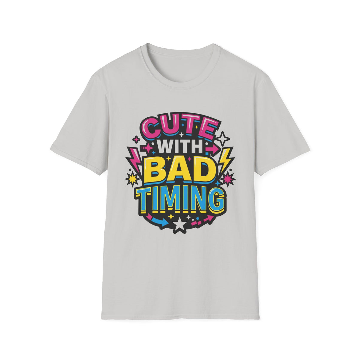 Cute But Bad Timing Graphic T-Shirt — Funny Retro Rainbow Tee - Trending Now - August 2026