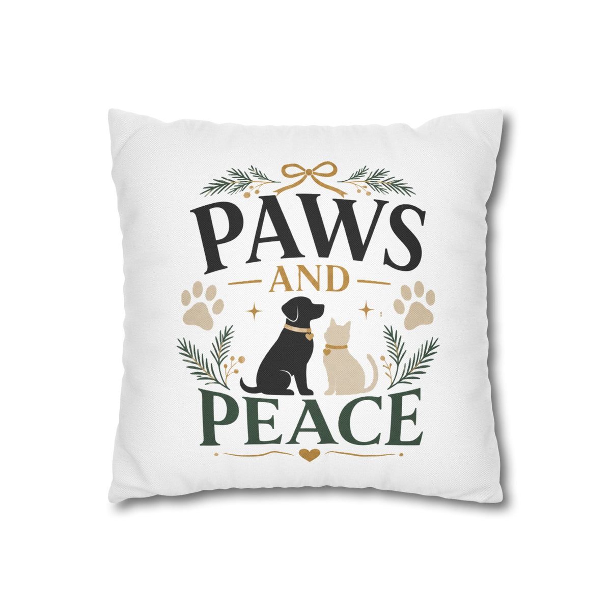 Christmas Paws and Peace Throw Pillowcase — Pet Holiday Decorative Cushion Cover
